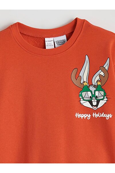 LC Waikiki Lcw Kids Bugs Bunny Printed Boys' Thick Sweatshirt