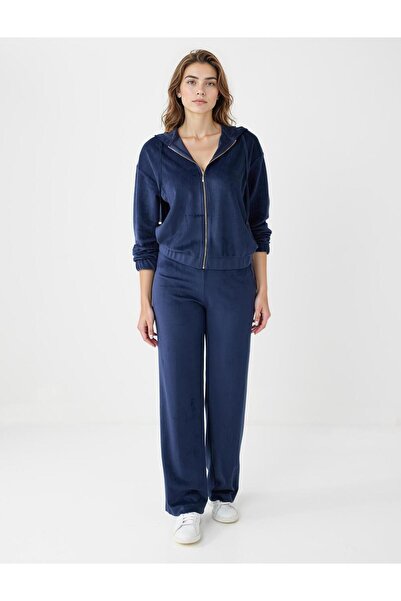 Jimmy Key Μακρυμάνικο πλεκτό φούτερ με κουκούλα σε μπλε ναυτικό