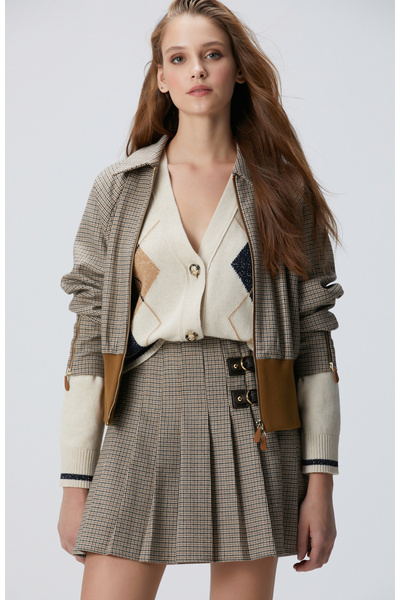 Network Siyah Kahverengi Kazayağı Desenli Ceket