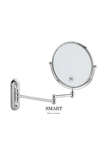 Smart Banyo Direskli Makyaj Aynesi 5X Büyüteçli Duvara Monte - Krom