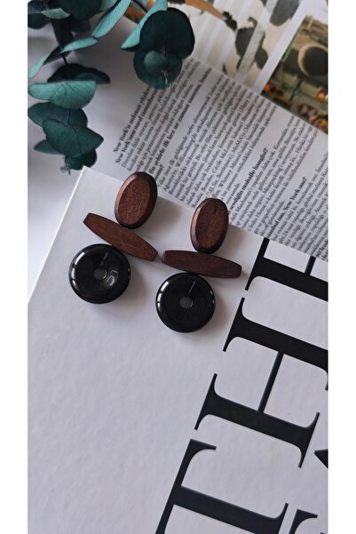 VOBEEYKU Wooden model black hoop dangle earrings