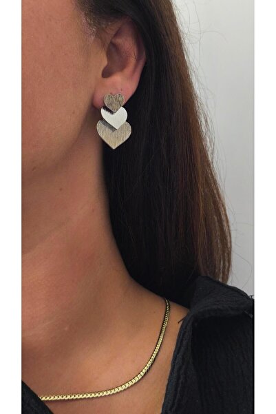 VOBEEYKU Special series serrated plate triple heart earrings