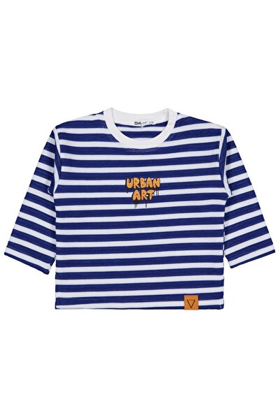 Civil Boys Urban Art Printed Striped Sweatshirt for Ages 2-5 - Blue 3-4 Years