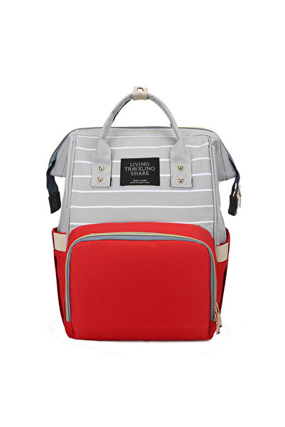 Krista Τσάντα Σακίδιο πλάτης Living Share για μητέρες μωρών, κόκκινο-γκρι