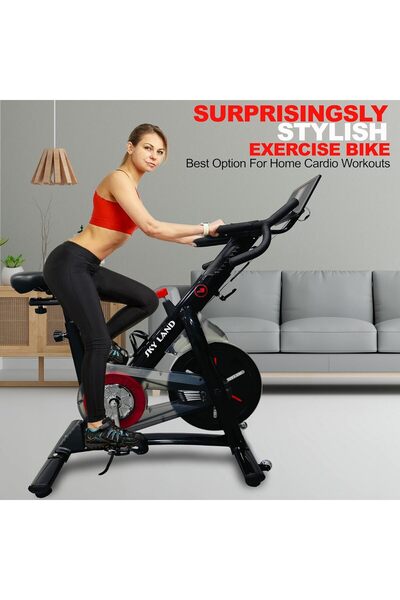 SKY LAND Magnetic Exercise Bike EM-1568-B, Indoor Cardio Trainer, Belt Drive, Adjustable Comfort
