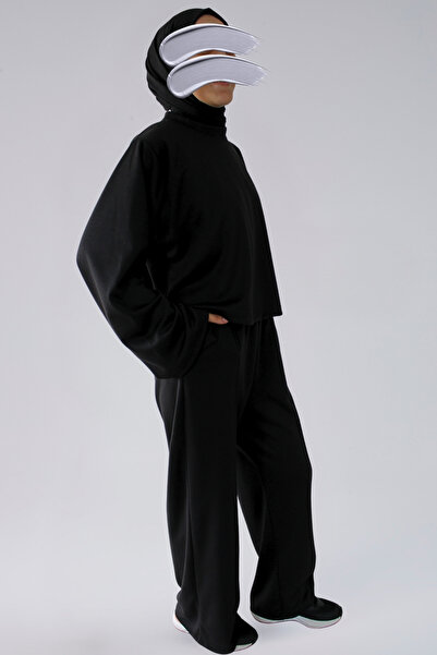 BNZ TEKSTİL Seasonal Crop Pants Set - Crop & Straight Leg Pants Seasonal Fabric Women's Set