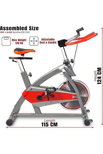 SKY LAND Indoor Spin Bike EM-1544, Adjustable Seat, 2-Way Pedaling, LCD Monitor, Comfortable