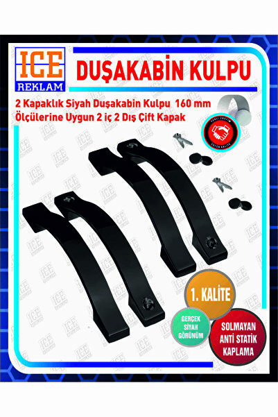 icereklam Duşakabin Kulp Duşakabin Cam Kulbu Duşakabin Kolu Ay Kulp Siyah 16 cm