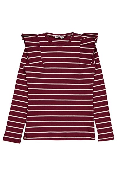Civil Girls Thin Striped 10-13 Years Old Sweatshirt - Burgundy 13-14 Years Old