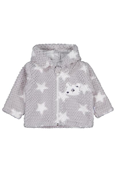 Minidamla Bear Embroidered Hooded Coat 1-9 Months Cardigan - Gray 6-9 Months