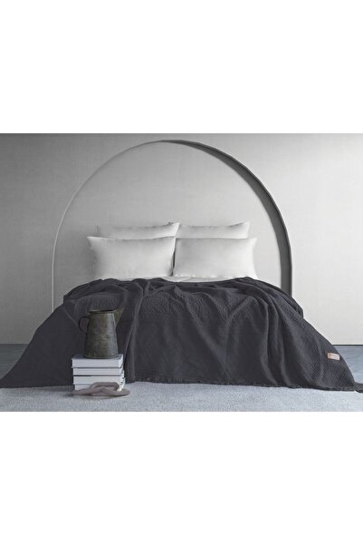 Dantela Lumia Ethnic Pattern Bedspread - Anthracite