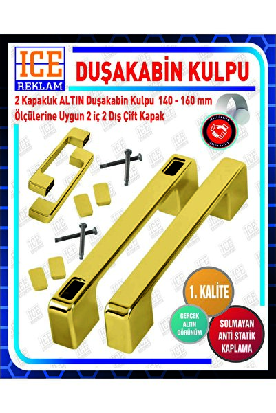 Duşakabin Cam Kapı kare Kulp 4 Adet Duşakabin Kolu Gold 14-16 cm