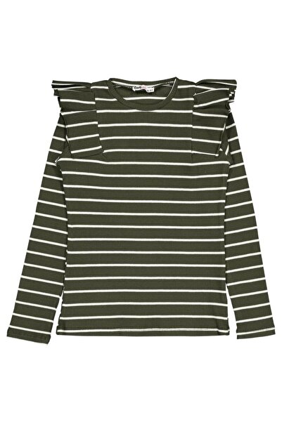 Civil Girls Thin Striped 10-13 Years Old Sweatshirt - Khaki 11-12 Years Old