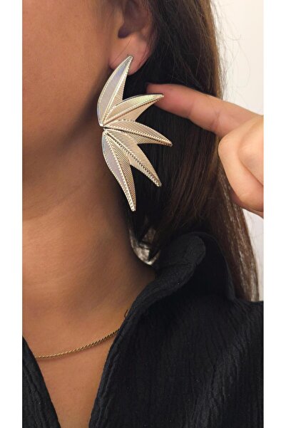 VOBEEYKU Special series serrated plate half flower earrings