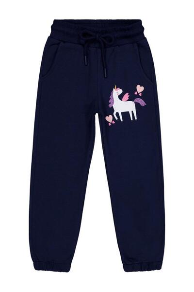 Civil Girls Pantaloni de trening cu imprimeu Unicorn pentru 2-5 ani - Albastr...