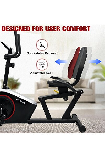 SKY LAND Recumbent Exercise Bike EM-1571, Adjustable Seat, Magnetic Resistance, App Support