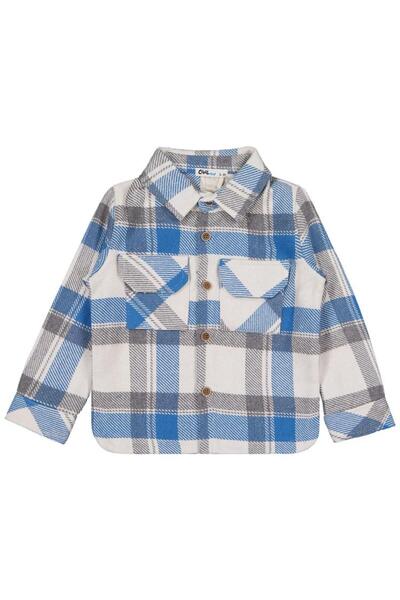 Civil Boys Çift Cepli Ekoseli 2-5 Yaş Gömlek - Mavi 5-6 Yaş