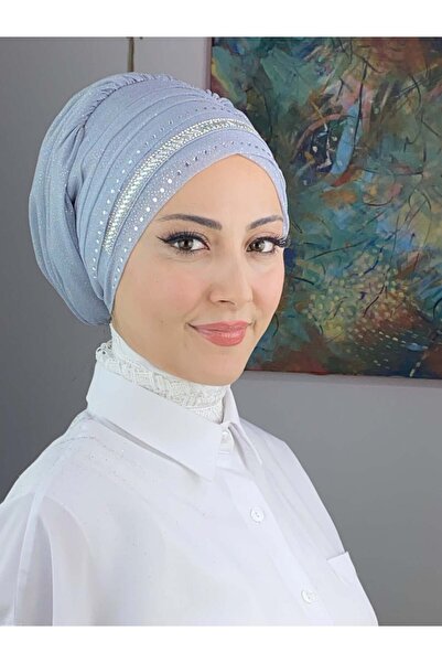 BUTİKAMBAR Striped Detail Bonnet Shawl