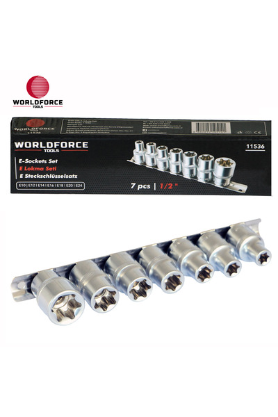 Worldforce E-Socket Set 7 Pieces 1/2'' (E10, E12, E14, E16, E18, E20, E24 mm)