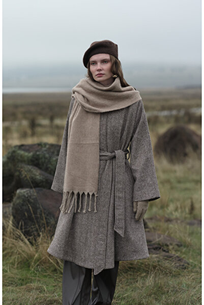 Fatma Atasoy Pelerin Balıksırtı Sütlü Kahve Kaban