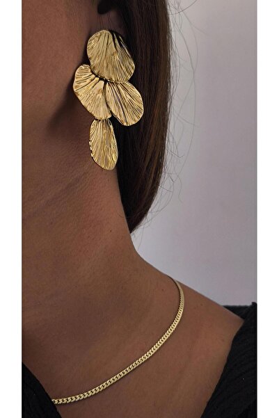 VOBEEYKU Special Series Serrated Plate Leaf Dangle Earrings