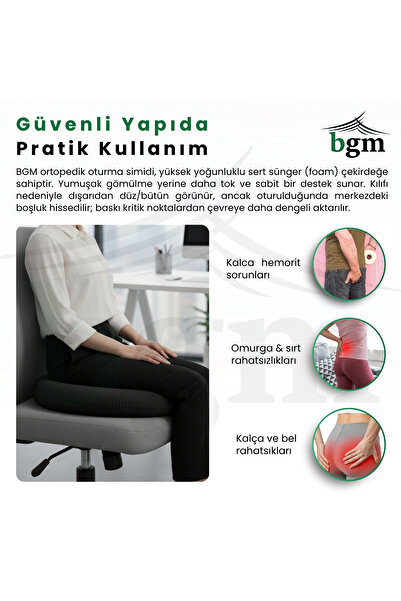 bgm Orthopedic Sitting Cushion with Hard Sponge Support – Washable Cover, Hard Structure Orthopedic Pillow