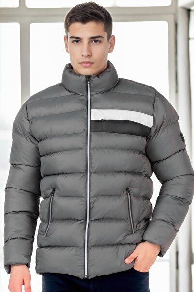 Dewberry M9650 Men's Puffer Coat-Gray