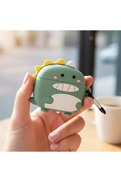 Huawei CaseOnn FreeBuds Pro 4 Kılıf Karakter Figürlü Dinazor Yeşil