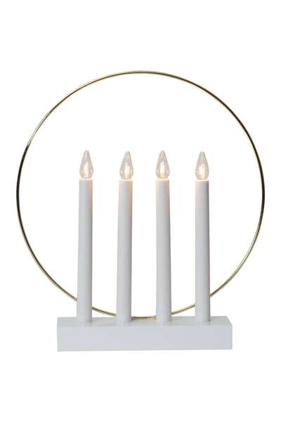 Eglo Candelabrum decoration with 4 candles 410979, 4 LEDs, warm light, H 35 cm, wood, mains powered