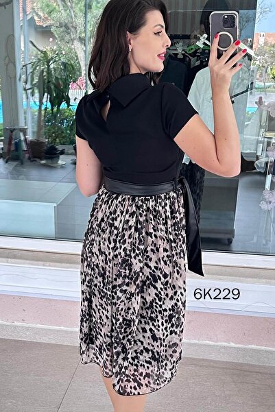 İnce Topuk Blouse Skirt Look Leopard Dress 6K229