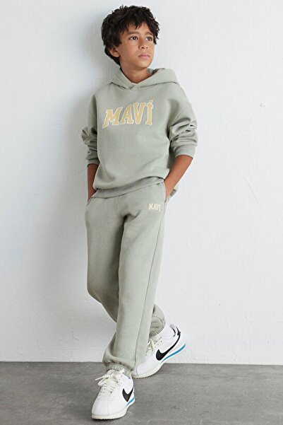 Mavi Erkek Çocuk Logo Baskılı Eşofman