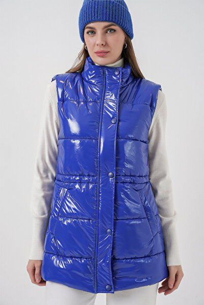 Bigdart Women's Shiny Puffer Vest 5218 - Cobalt