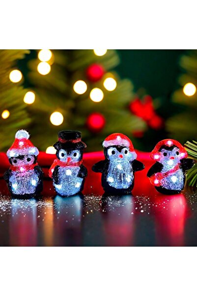HOFF Коледни фигурки — 4 пингвина, Hoff, 32 светодиода, студена светлина, зах...