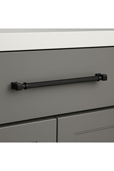 Badem10 Talas Serrated 288 mm Black Color Metal Handle Cover Handle Modern Furniture Drawer Cabinet Handles