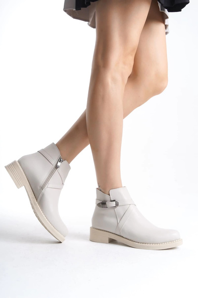 Joy Ayakkabı Almila Zippered Elastic Orthopedic Sole Heeled Women's Boots Ckt...