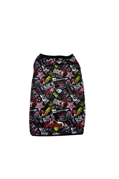 Yumuşak Tüylü Patiler Cat-Dog Guitar Patterned Outfit - Large Breed