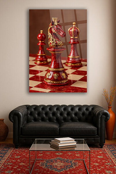 TAULART Luxury Chess Modern Glass Table Ultra High Quality Horse Chess Piece Table Office Home Gift