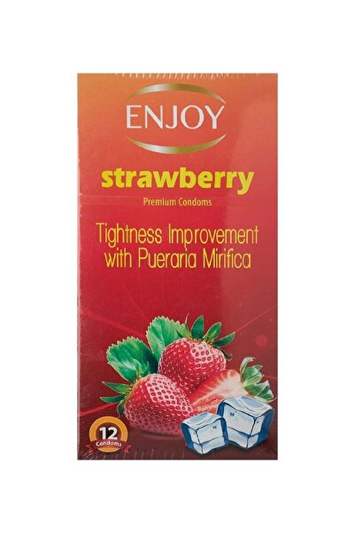 Enjoy واقيات ذكرية بنكهة الفراولة - عبوة من 12 واقيًا ذكريًا فاخرًا برائحة ال...