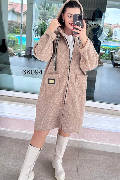 İnce Topuk Hooded Cashmere Coat 6K094