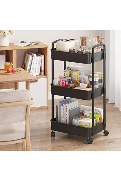 POWER عربة تخزين متنقلة متعددة الوظائف بثلاث طبقات، مناسبة للمطبخ والحمام وغرفة المعيشة