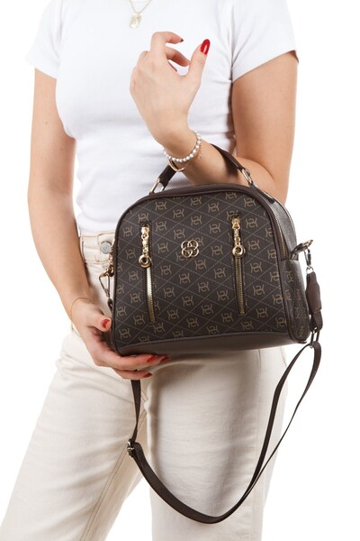 Newish Women's Fabric Long Strap Hand and Shoulder Bag – Brown