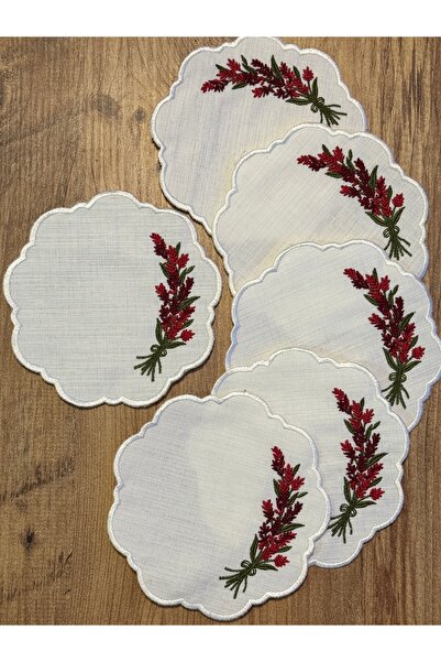 MODA Șervețele de prezentare Ecru, șervețele de cocktail cu broderie pe parte...