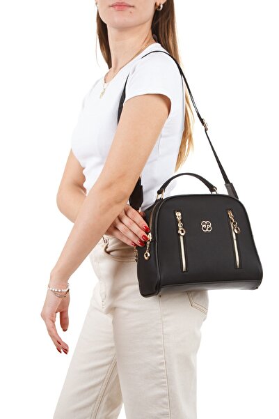 Newish Polo Women's Fabric Long Strap Hand and Shoulder Bag – Black