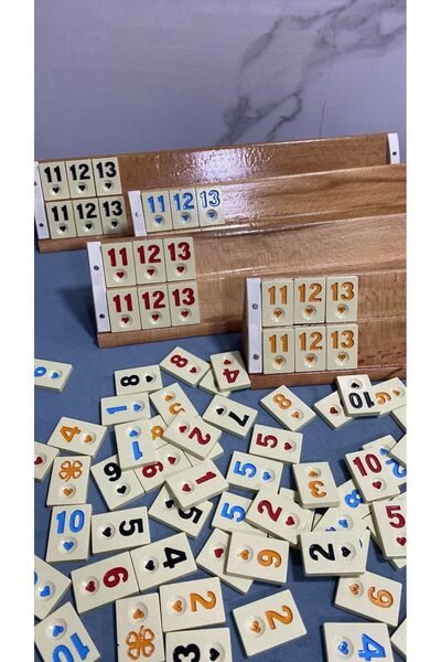 Istaka Ağaç Okey Büyük Boy 44cm Ahşap Cilalı Melamin(KEMİK) 1. Sınıf Okey Takımı