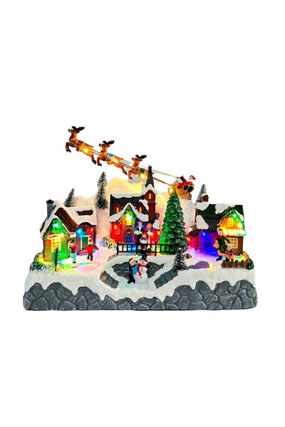 HOFF Музикална коледна украса "село", 28 светодиода, многоцветна, музикална, ...
