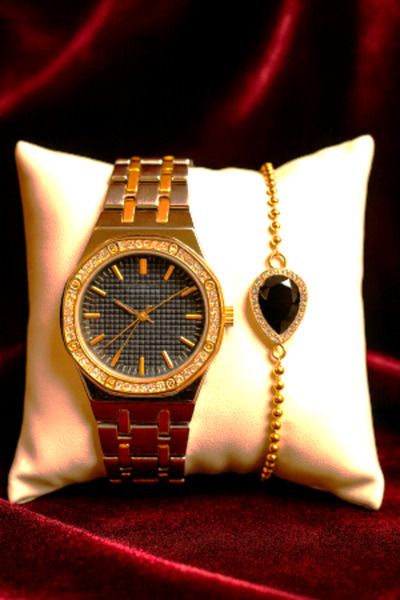 AndraRose Styles Set Ceas + Bratara dama - Black Diamond Royal Set