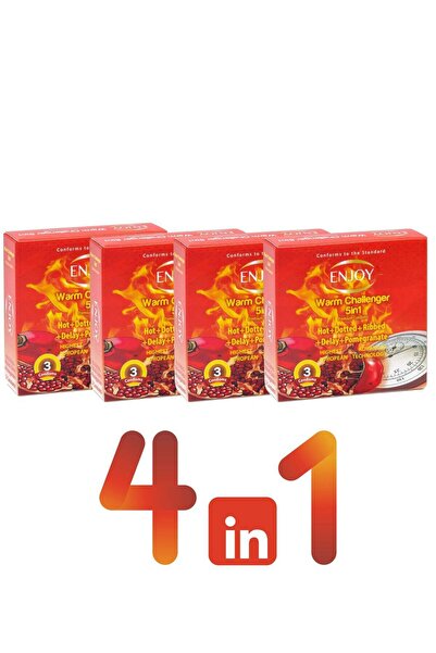 Enjoy Pack Of 4 Warm Challenger Pomegranate Premium Condoms 12 Pcs
