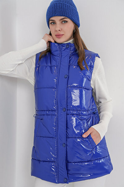 Bigdart Women's Shiny Puffer Vest 5218 - Cobalt