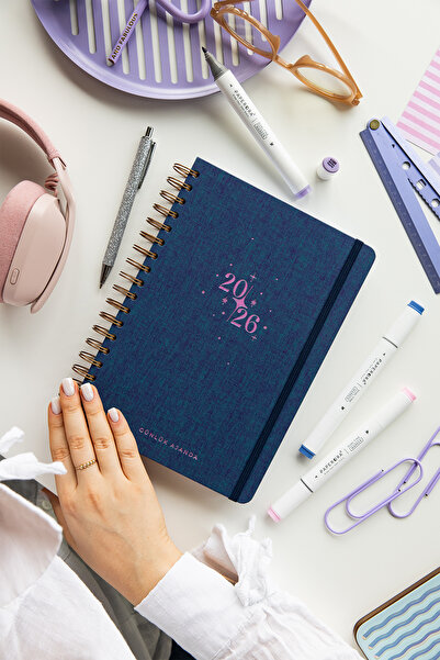 PAPERORA 2026 Spiralli Günlük Ajanda 12 Aylık 17x24 Çift Renkli Sert Kapak - Dubletta