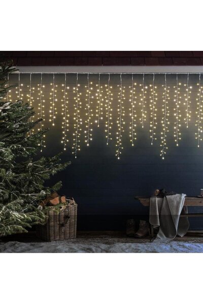 HOFF Коледни лампички Icicle, 756 микроLED диода, топло бяло, 3 x 0.8 м, IP44